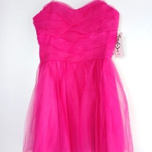 NWT Tulle hot pink halter mini dress.